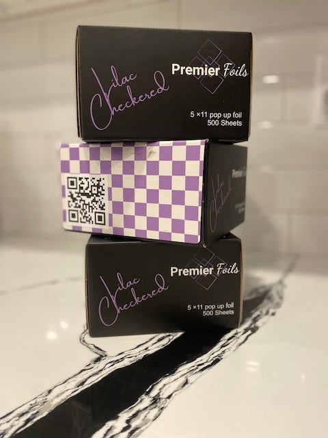 Lilac Checkered hair coloring foils